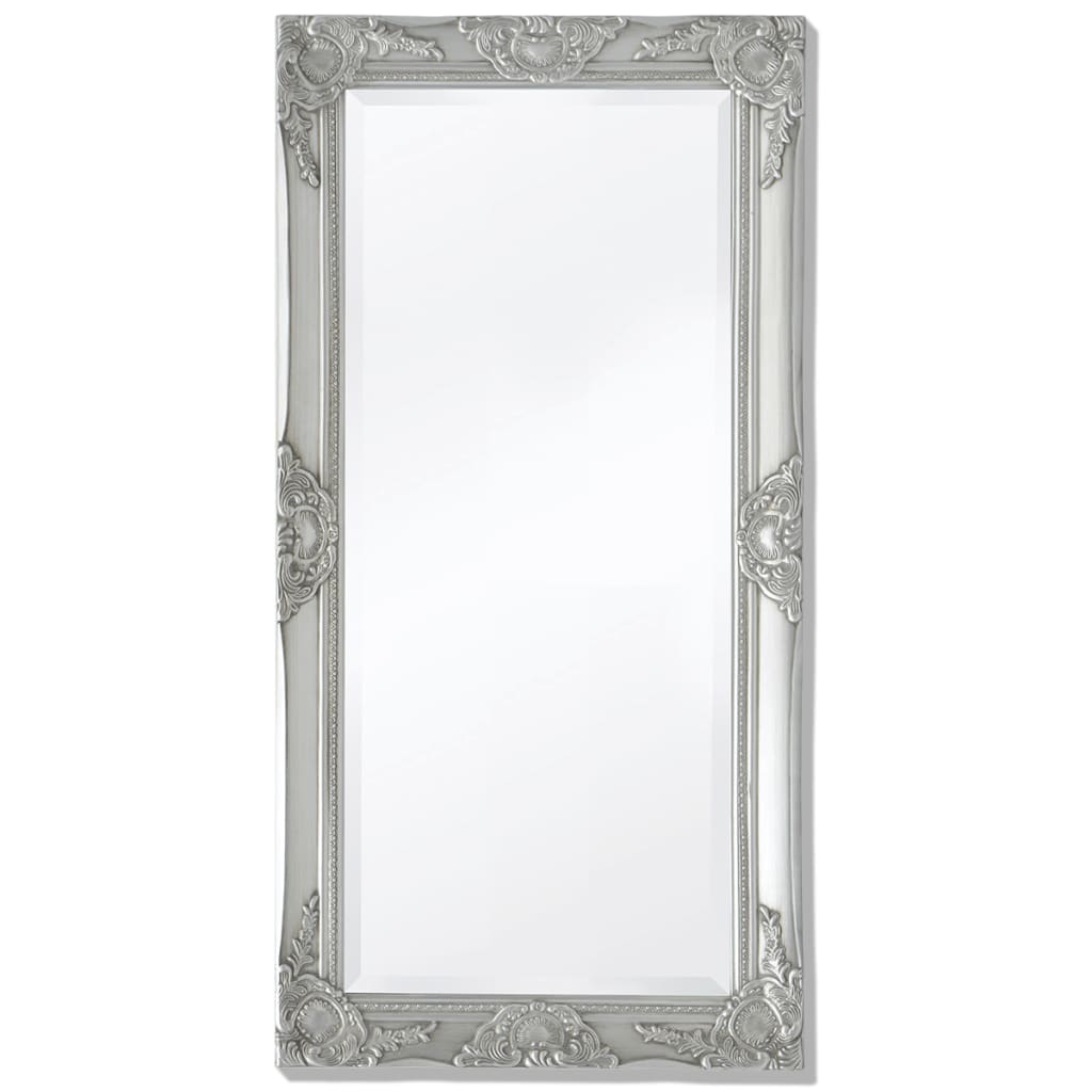 Oglindă verticală in stil baroc, 100 x 50 cm, argintiu