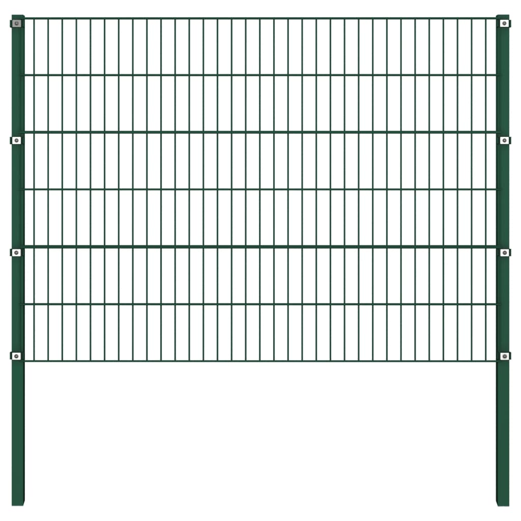 Panou gard cu stâlpi, verde, 1,7 x 1,2 m, fier