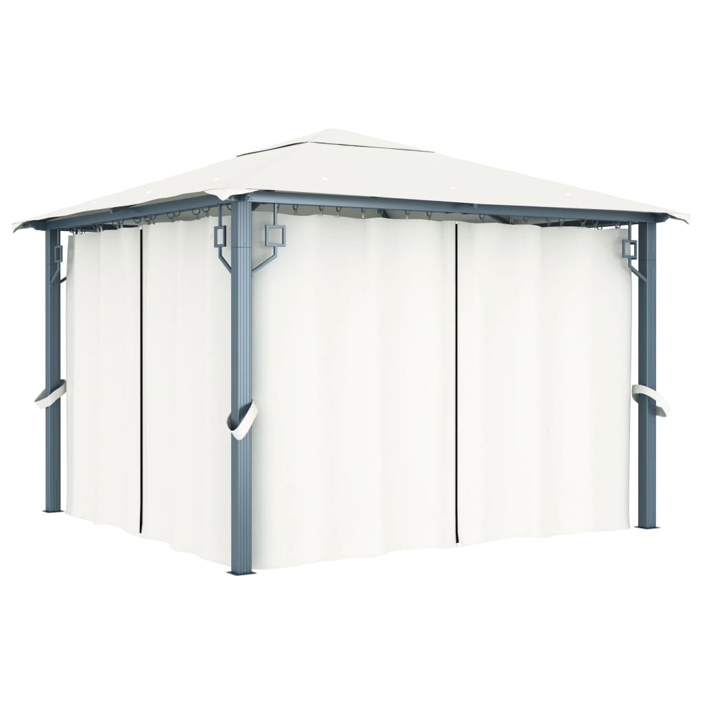 Pavilion cu perdele, crem, 300 x 300 cm, aluminiu