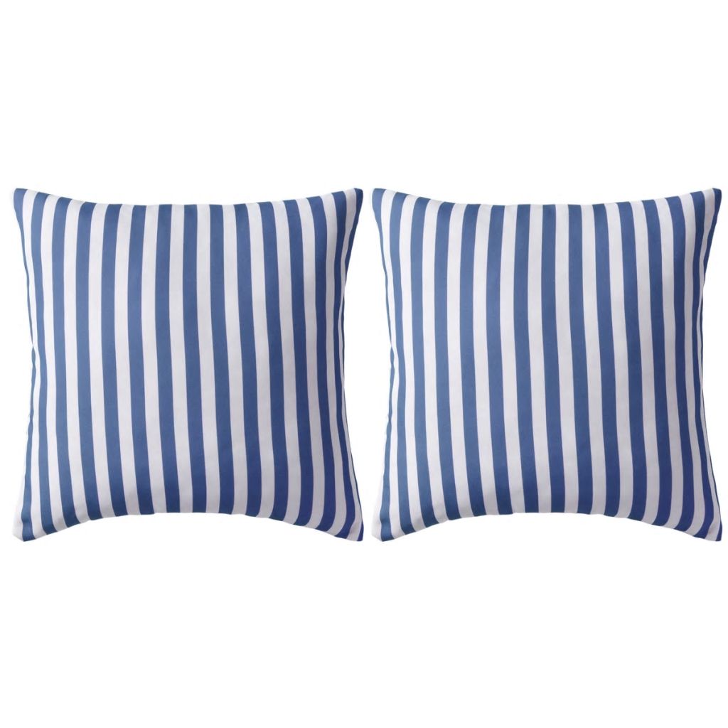 Perne de exterior, 2 buc., imprimeu dungi, 45x45 cm, bleumarin