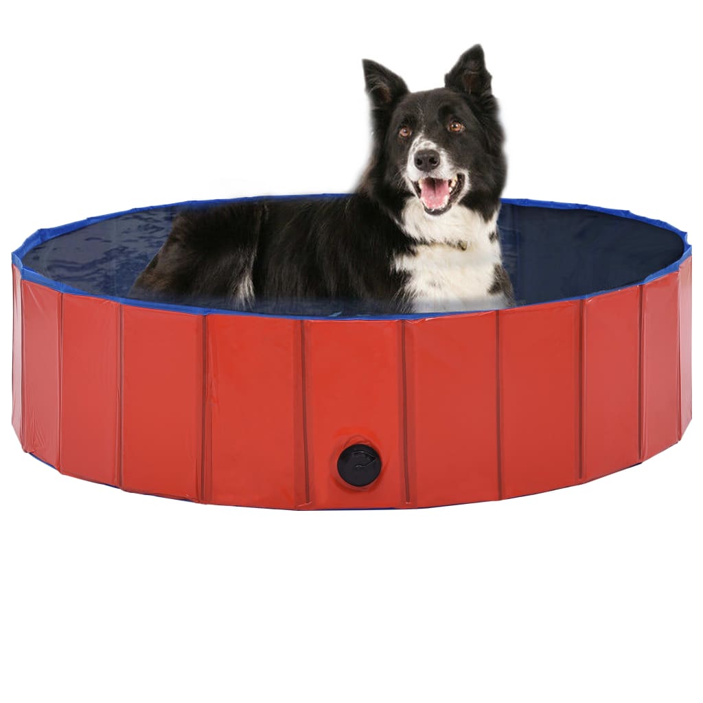 Piscină pentru câini pliabilă, roșu, 120 x 30 cm, PVC