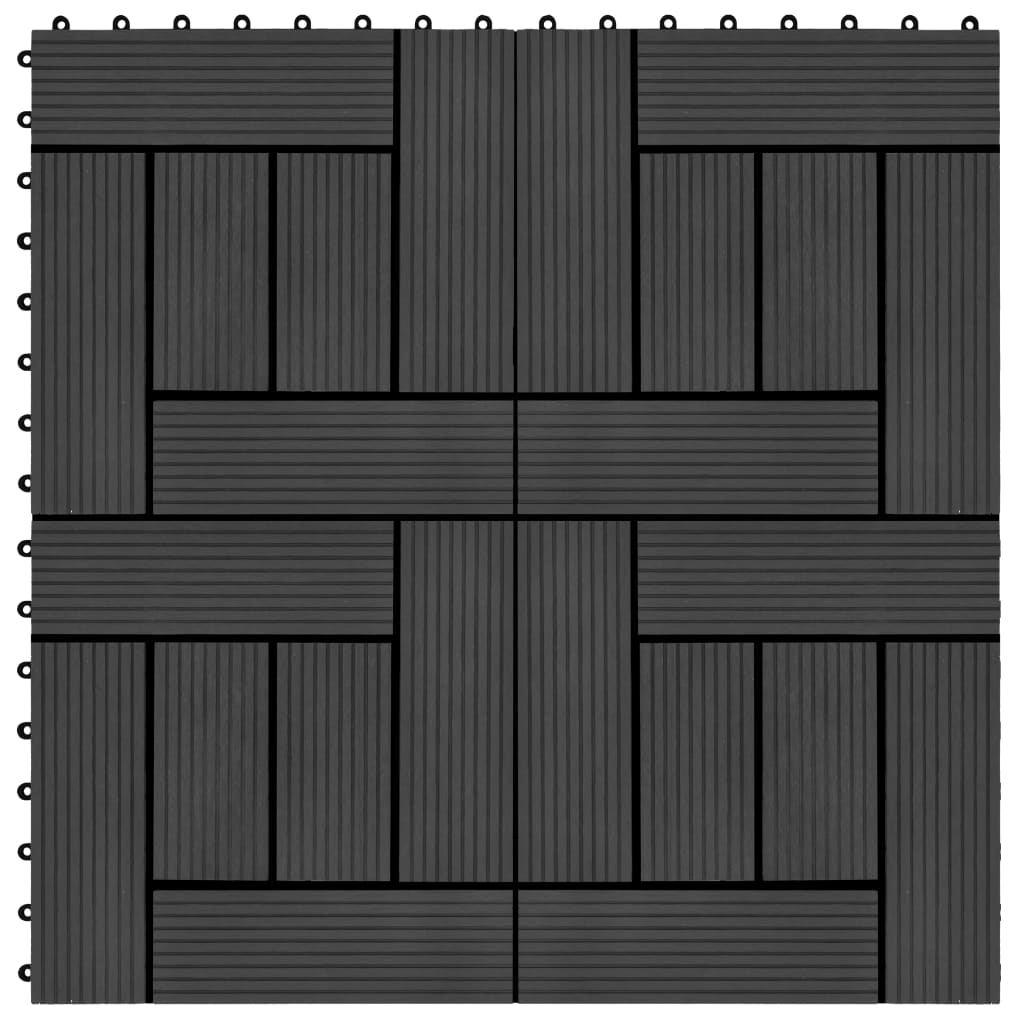 Plăci de pardoseală 11 buc, negru, 30 x 30 cm, WPC, 1 mp