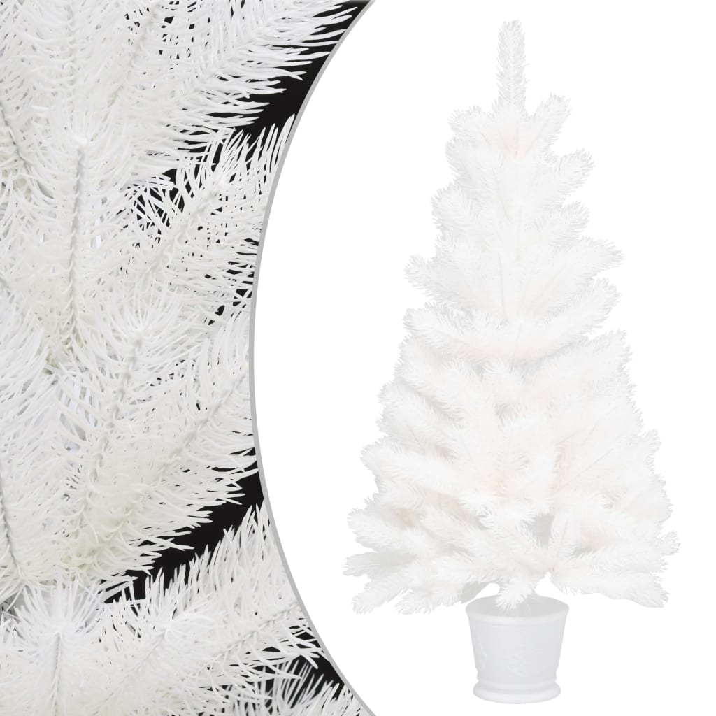 Pom de Crăciun artificial, ace cu aspect natural, alb, 90 cm