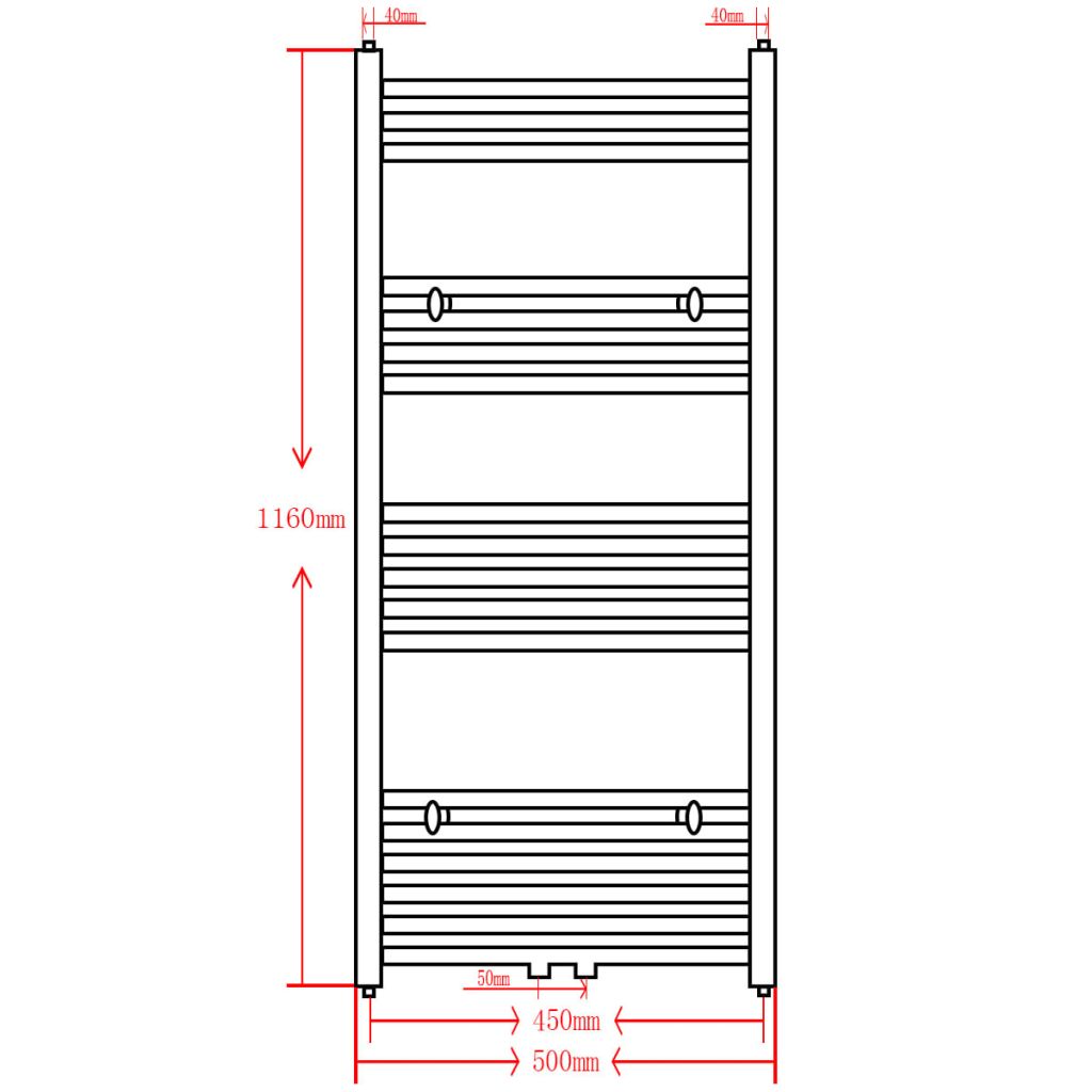 Radiator port-prosop incălzire baie, curbat, 500 x 1160 mm, negru, [9],https:mobideco.ro