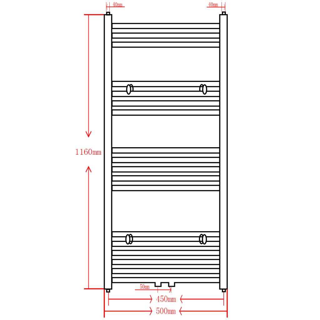 Radiator port-prosop incălzire centrală baie, drept, 500x1160mm, negru, [9],https:mobideco.ro