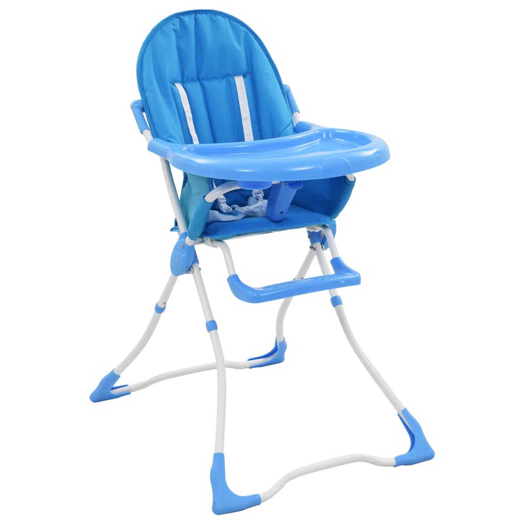 Scaun de masă inalt pentru copii, albastru și alb