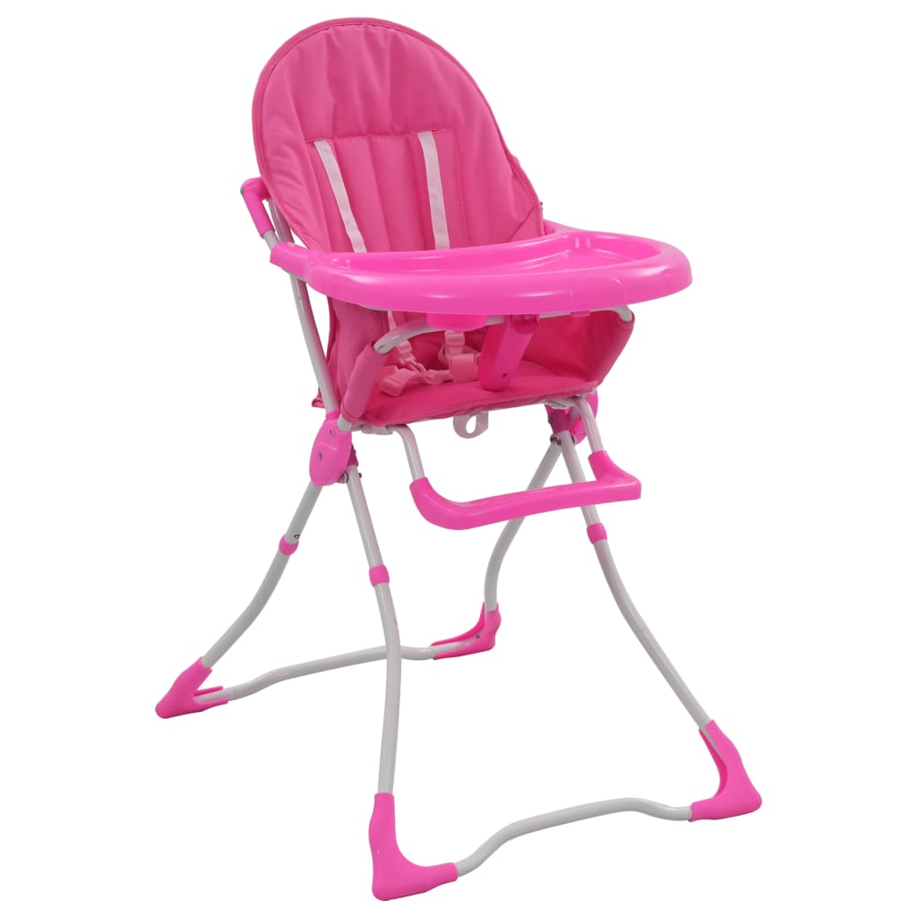 Scaun de masă inalt pentru copii, roz și alb