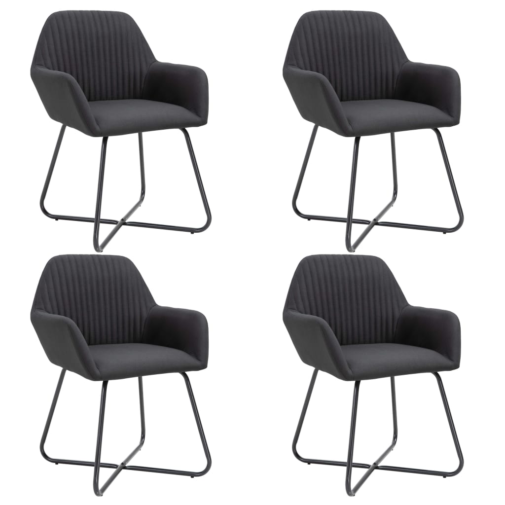 Scaune de bucătărie, 4 buc., negru, material textil
