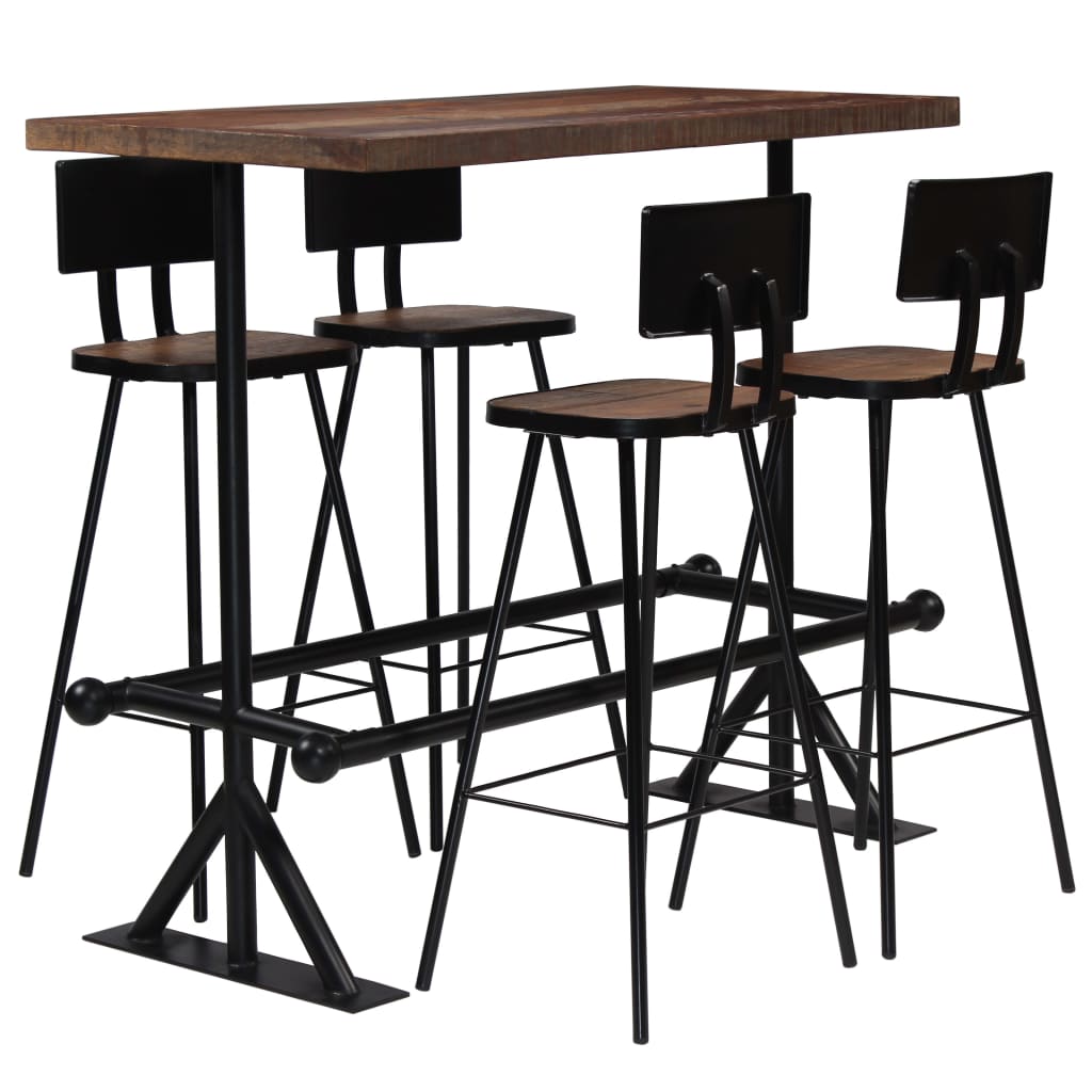 Set de bar, 5 piese, lemn masiv reciclat