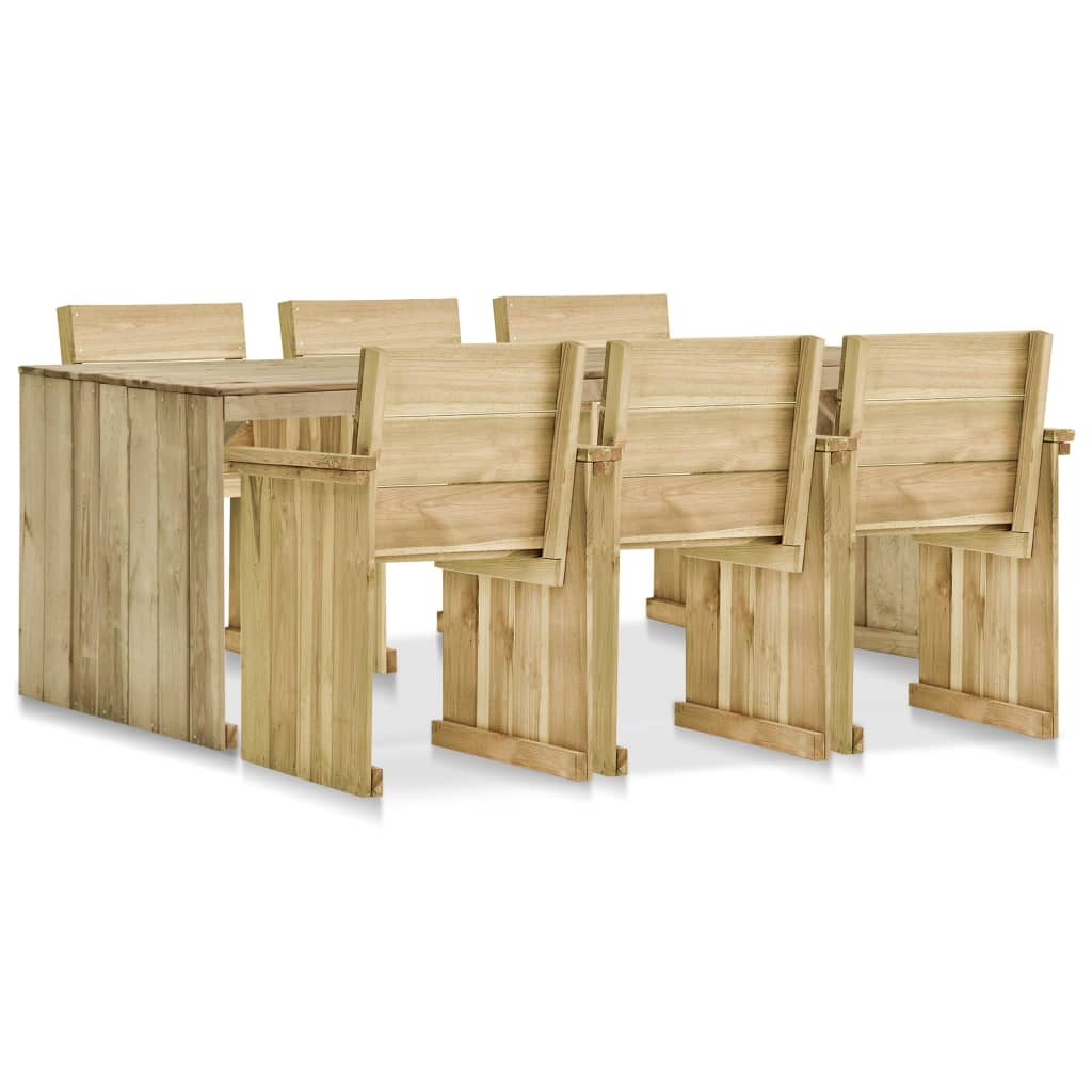 Set mobilier de exterior, 7 piese, lemn de pin tratat