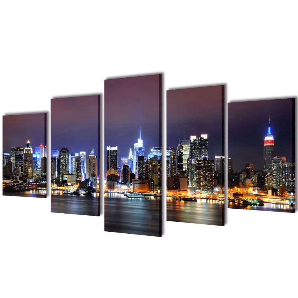 Set tablouri pânză imprimate color, panoramă New York 100 x 50 cm