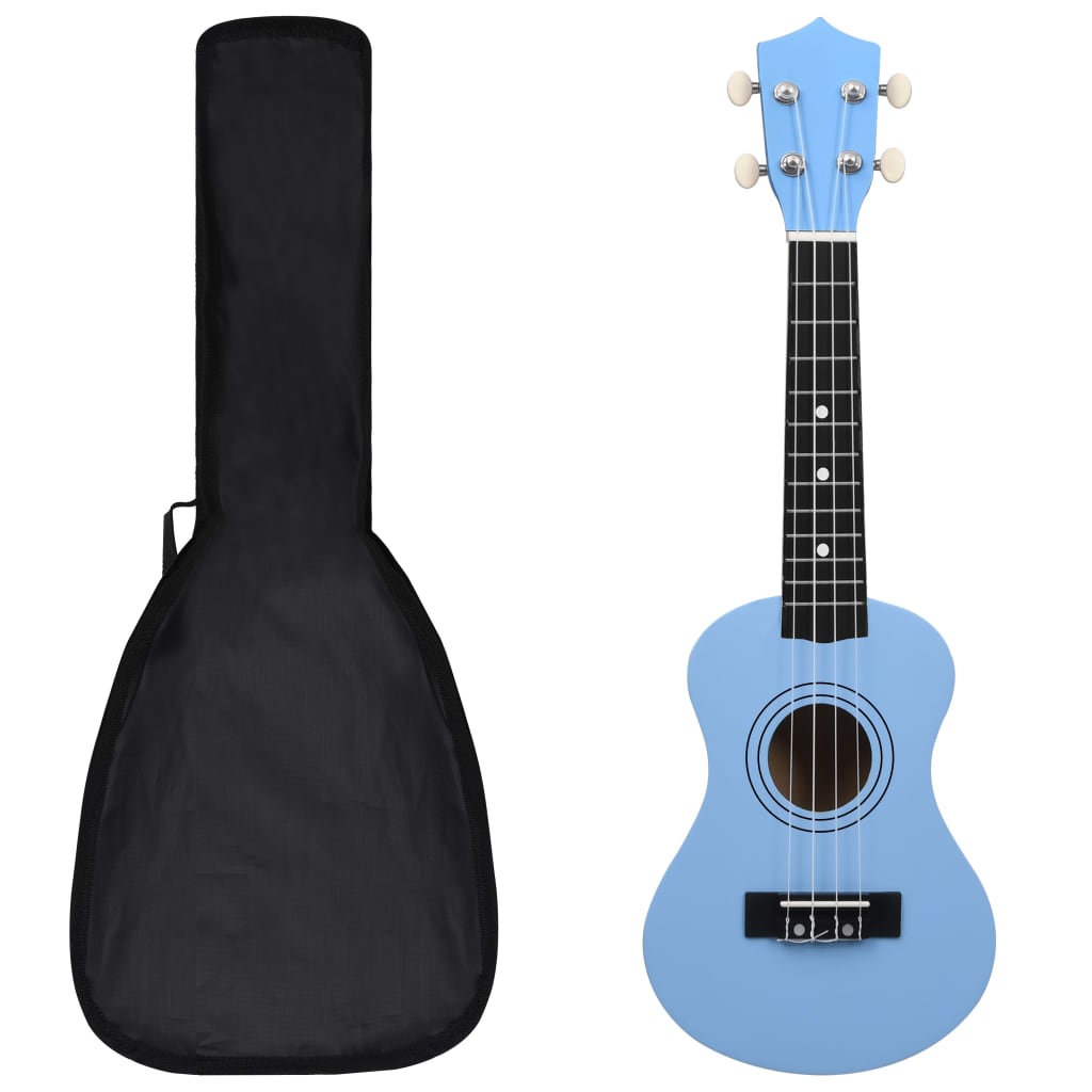 Set ukulele Soprano pentru copii, cu husă, bleu, 21"