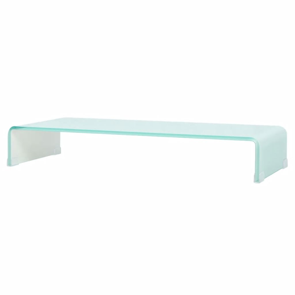 Stativ TV/monitor din sticlă albă, 90 x 30 x 13 cm