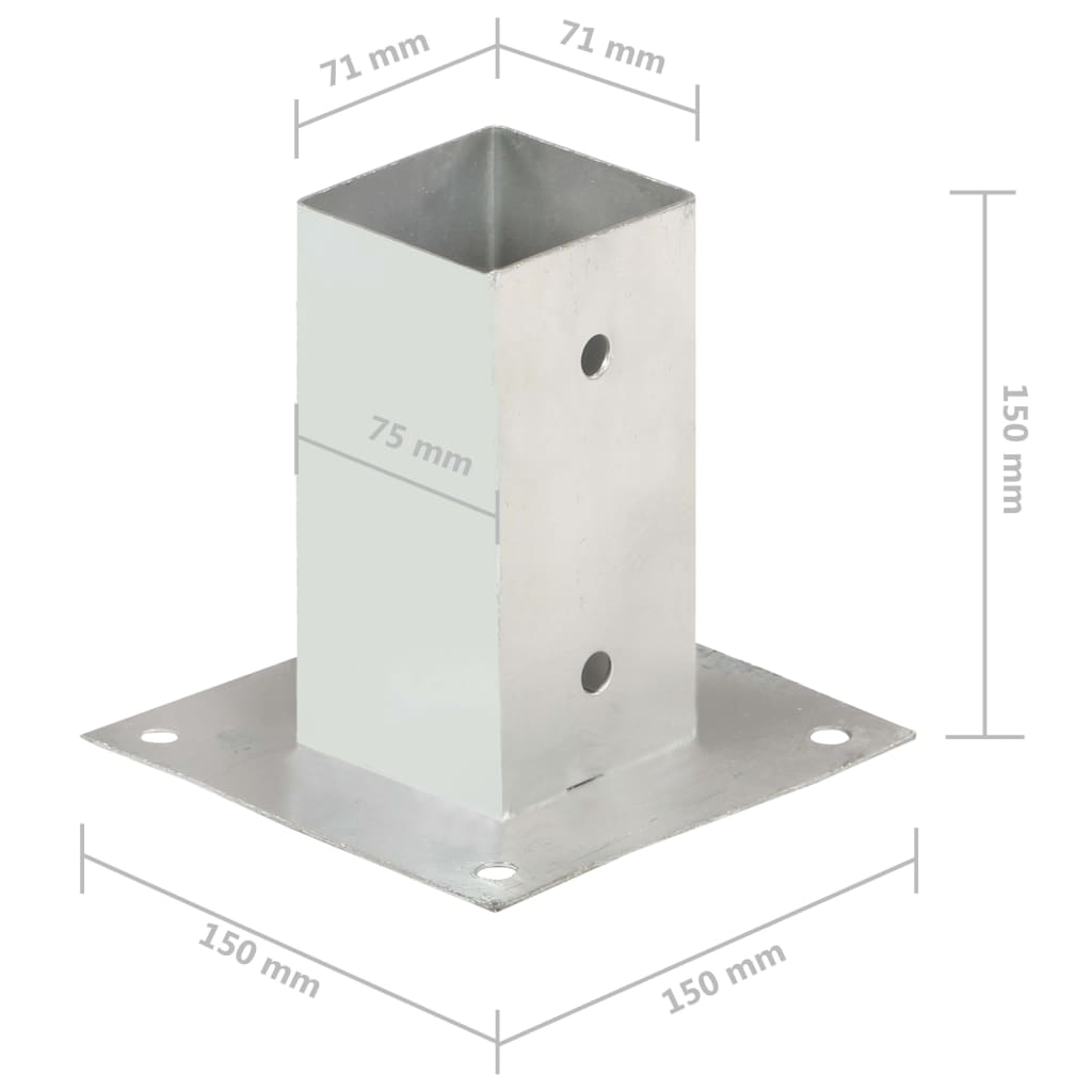 Suporți stâlp, 4 buc., metal galvanizat, 71 mm, [8],https:mobideco.ro