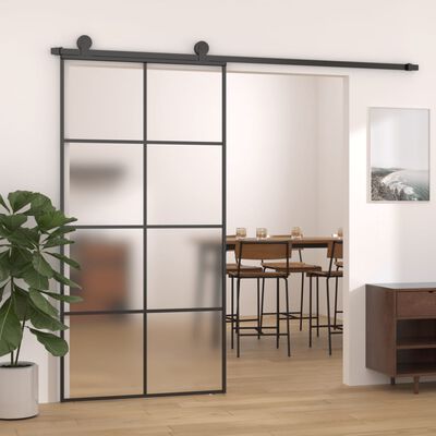 Ușă glisantă, negru, 102,5x205 cm, sticlă ESG și aluminiu Mat