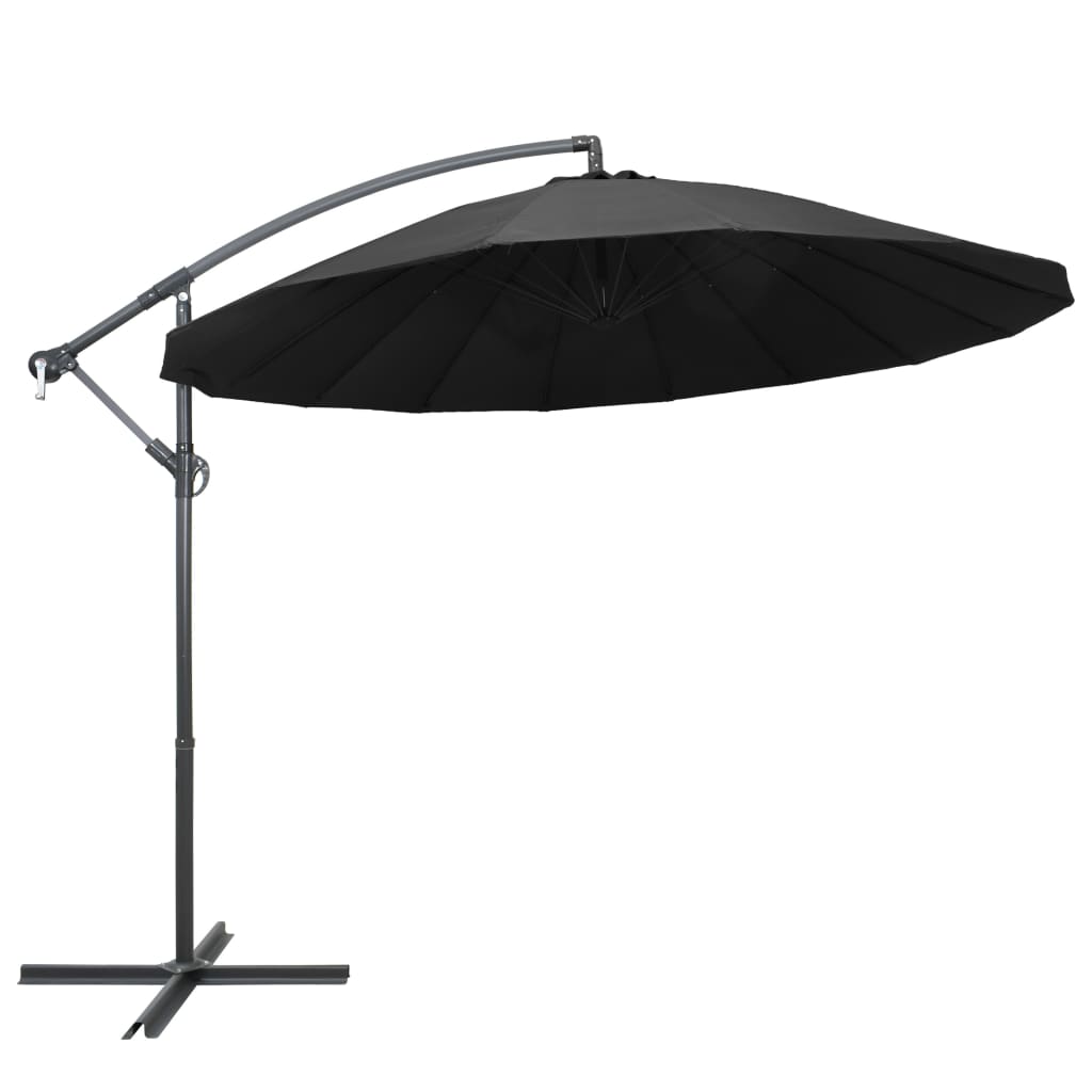 Umbrelă de soare suspendată, antracit, 3 m, stâlp de aluminiu