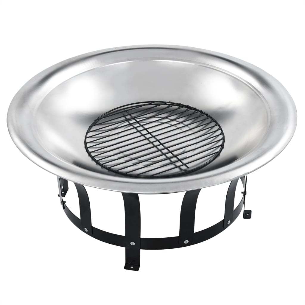 Vatră de foc de exterior cu grătar, 76 cm, oțel inoxidabil, [4],https:mobideco.ro