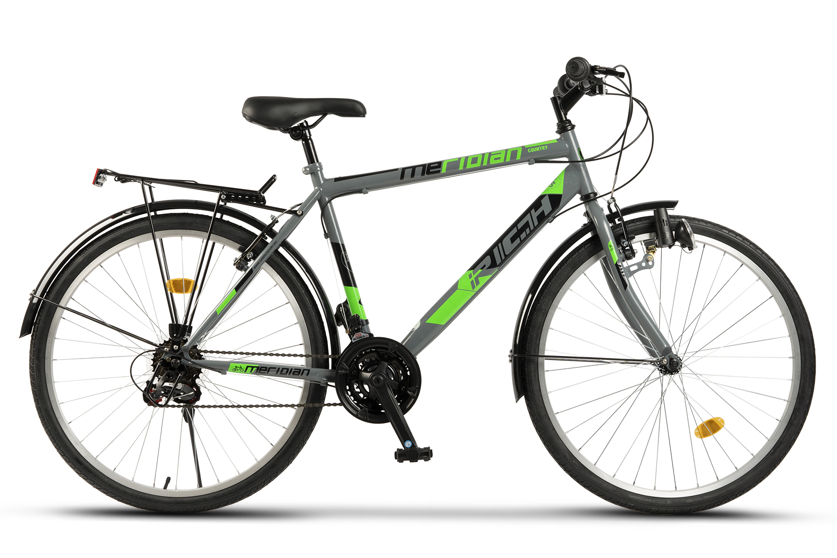 BICICLETE DE ORAS - Bicicleta City Rich Meridian R2635A 26", Gri/Verde, https:carpatsport.ro