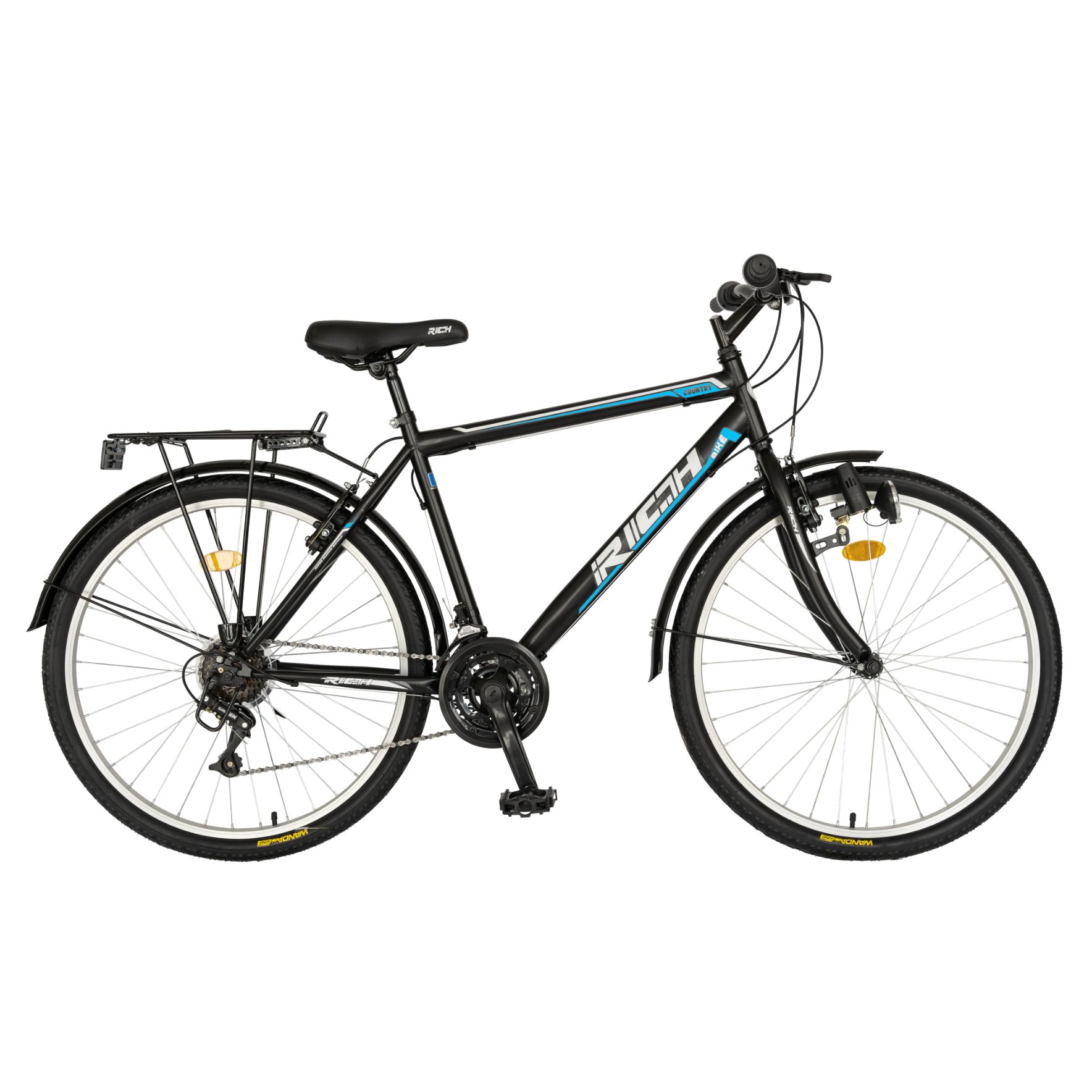 Rich Bicicleta city, roti 26 inch, schimbator sunrun, 18 viteze, frana v-brake, portbagaj, aparatori aluminiu, rich r2635a, cadru