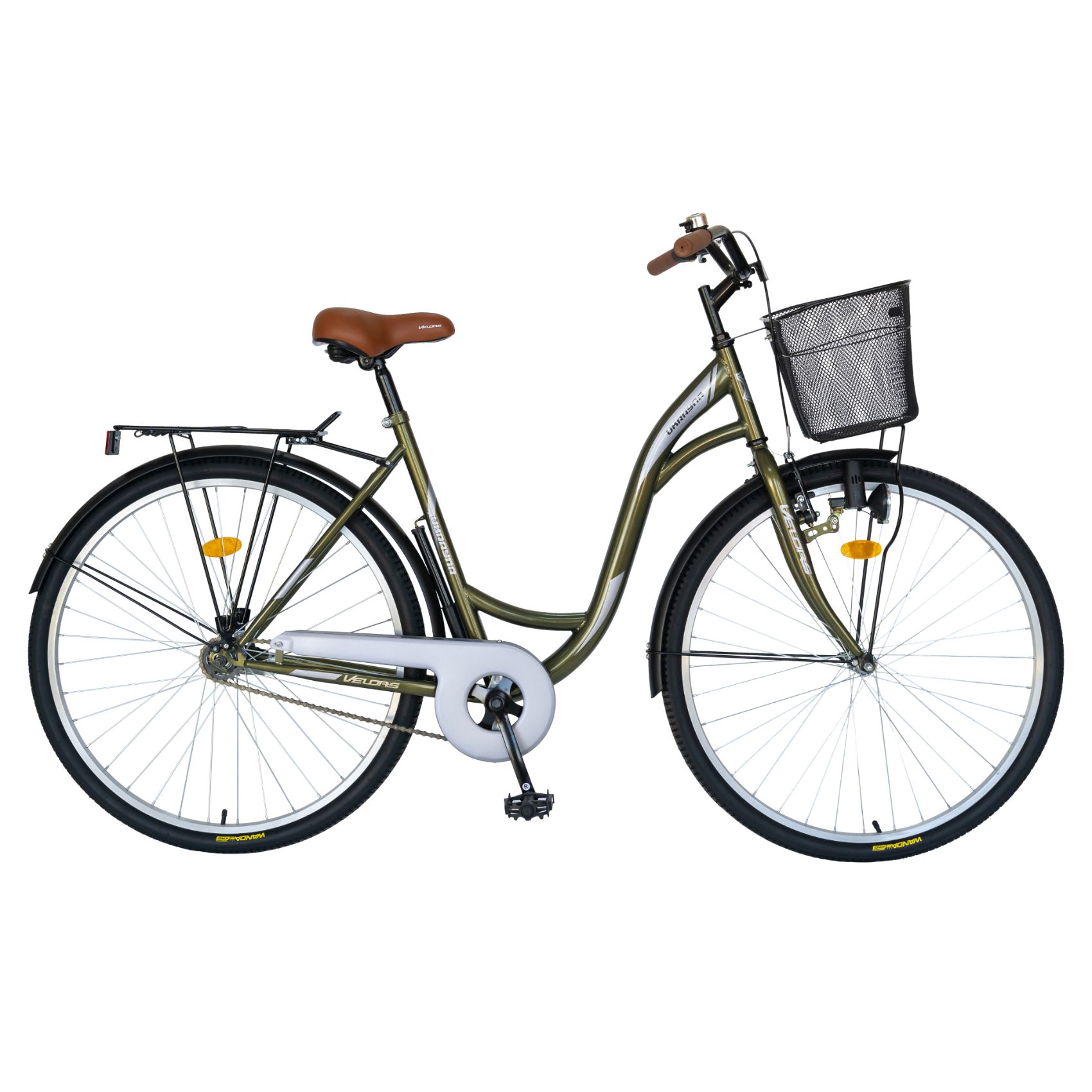 VELORS Bicicleta city velors ukrayna v2894b, roti 28 inch, frana v-brake, cadru verde cu design gri