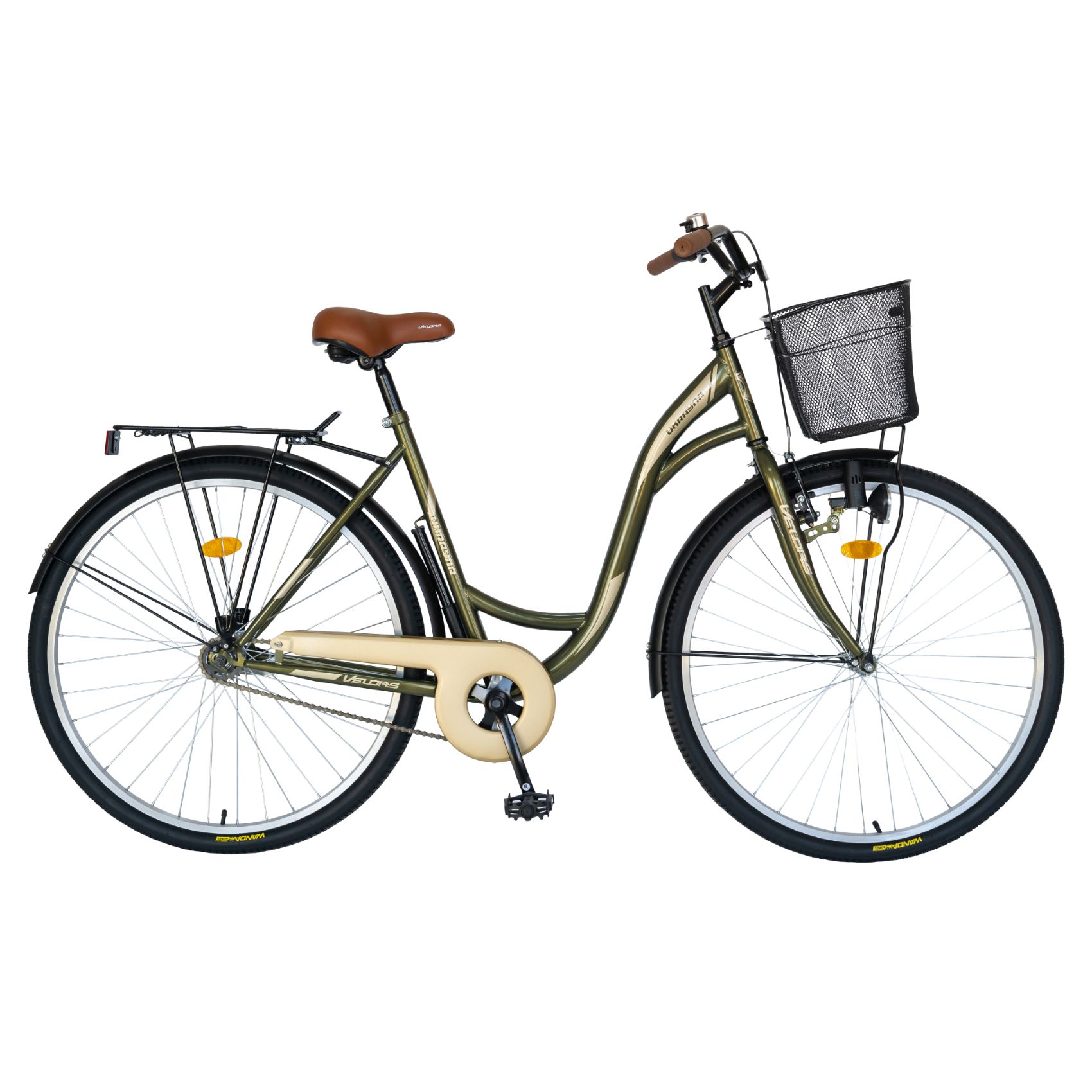 VELORS Bicicleta city velors ukrayna v2894b, roti 28 inch, frana v-brake, cadru verde cu design crem