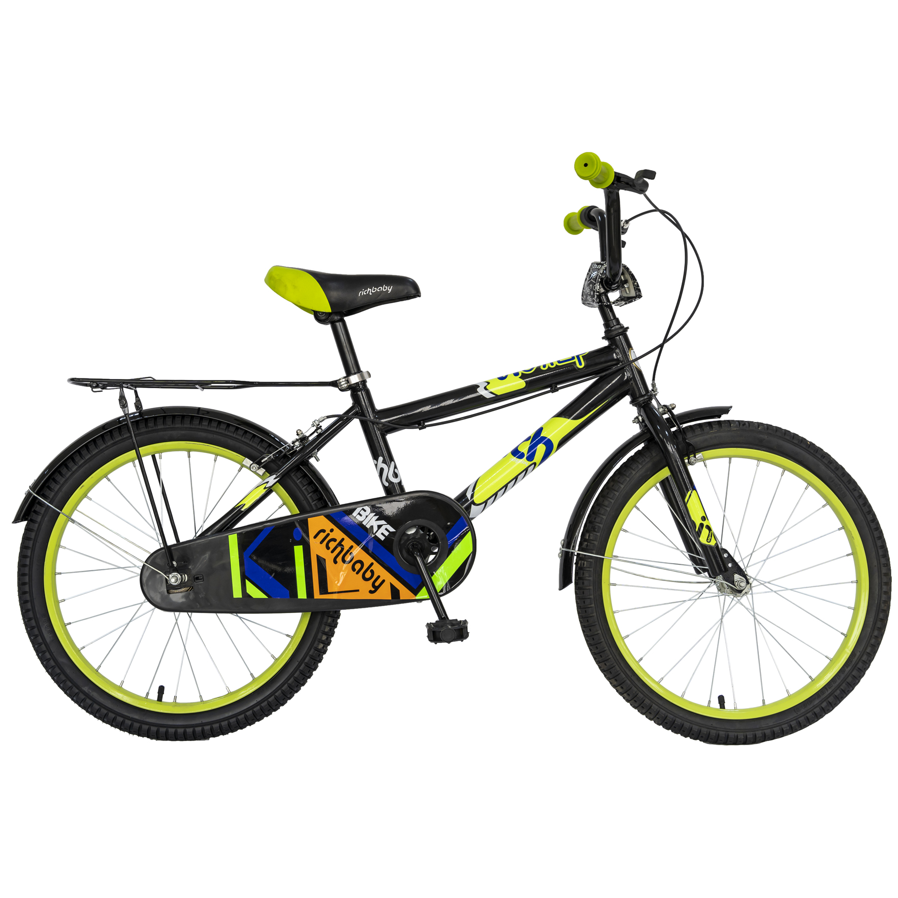 RICH BABY Bicicleta copii 20 inch rich baby r2001a, culoare negru/verde, varsta 7-10 ani - resigilata
