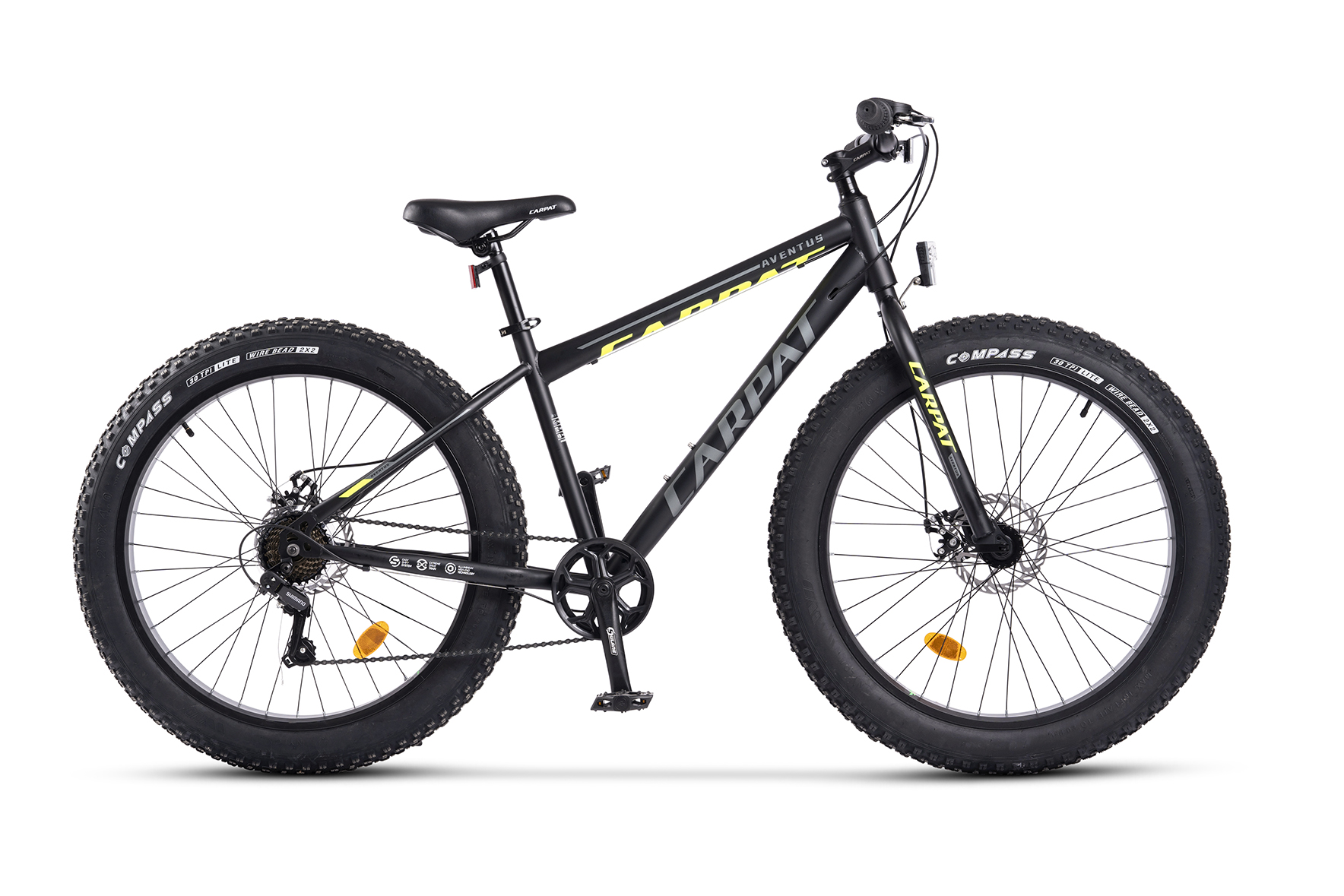 BICICLETE FAT BIKE - Bicicleta Fat Bike Carpat Aventus C26217A 26", Negru/Gri/Galben, carpatsport.ro