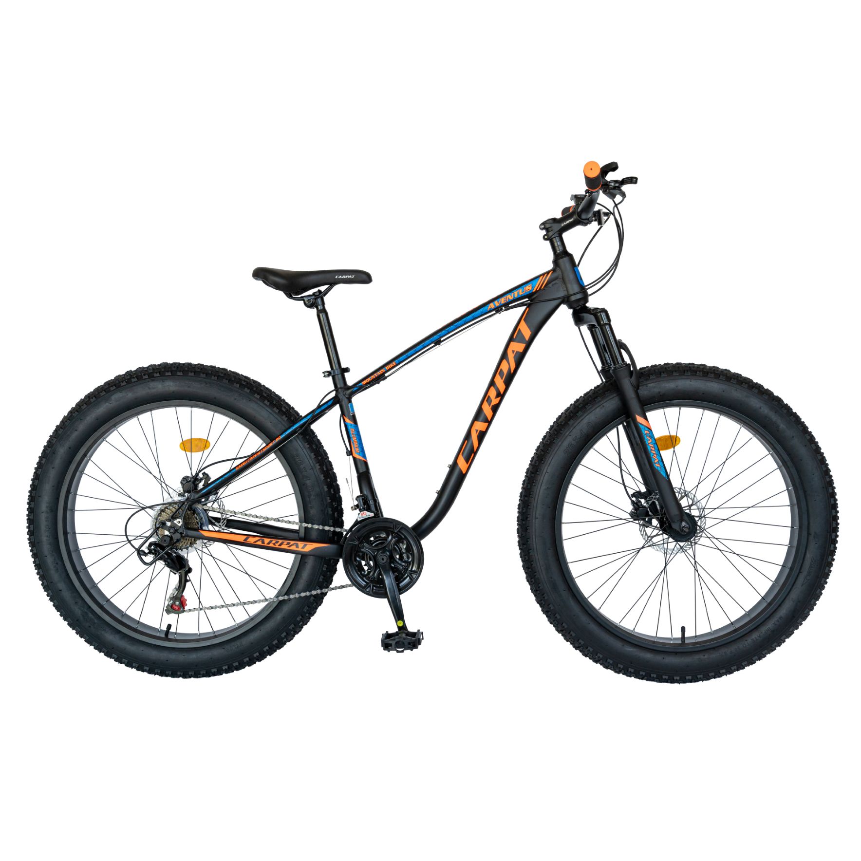 CARPAT Bicicleta mtb-fat bike, shimano sl-tx30 21 viteze, cadru aluminiu 6061, roti 26 inch, frane hidraulice disc, carpat negru