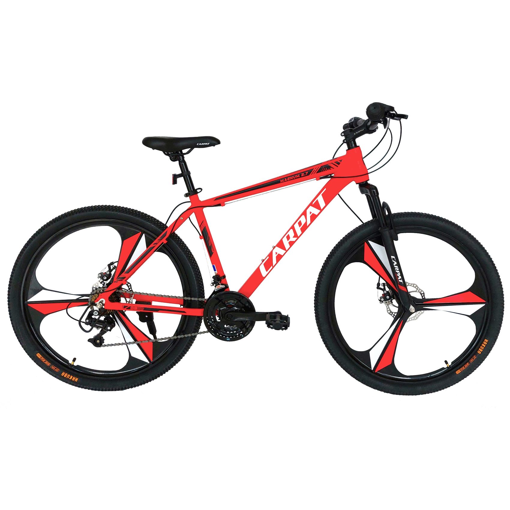 CARPAT Bicicleta mtb-ht, jante magneziu, 21 viteze, roti 27.5 inch, cadru aluminiu 6061, frane pe disc, carpat c2708m, rosu cu