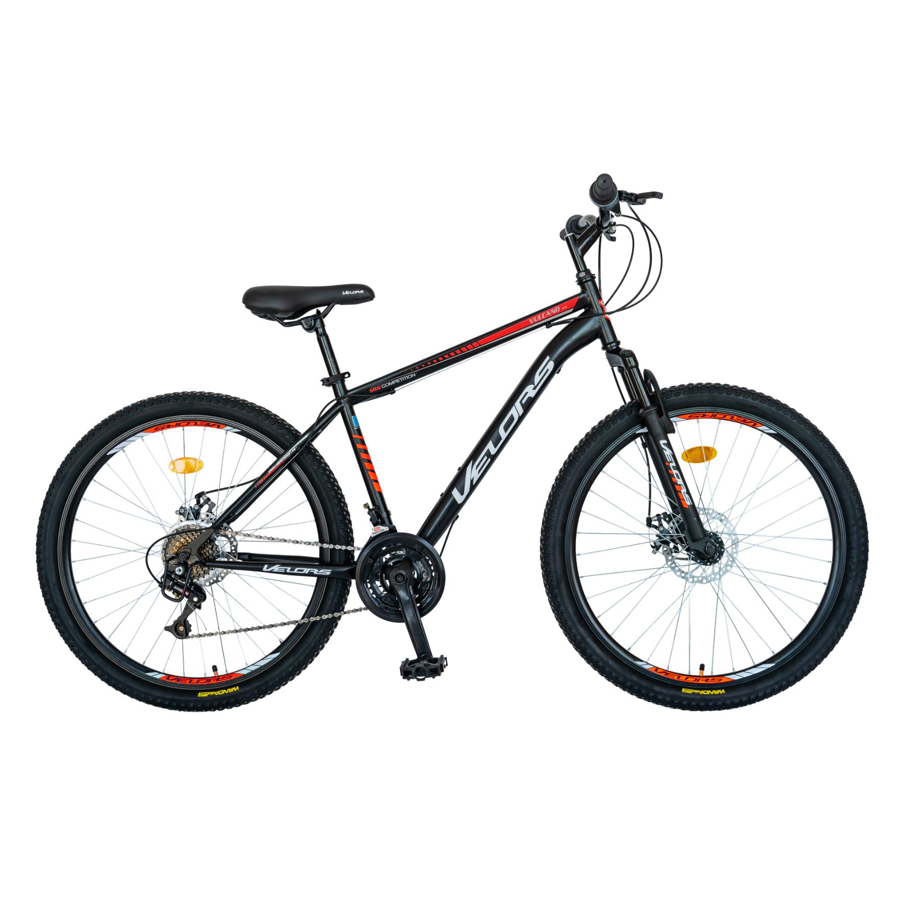 VELORS Bicicleta mtb-ht, schimbator saiguan, 18 viteze, roti 27.5 inch, frane pe disc, velors vulcano v2709a, negru cu design