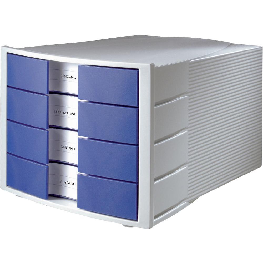 Cutie cu 4 sertare, gri deschis, albastru, (l x Î x A) 294 x 235 x 368 mm, Han Impuls 1010-x-14