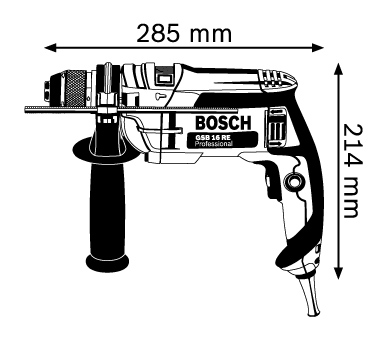 Mașină de găurit cu percuție Bosch GSB 16 RE, 750 W, 2850 rpm