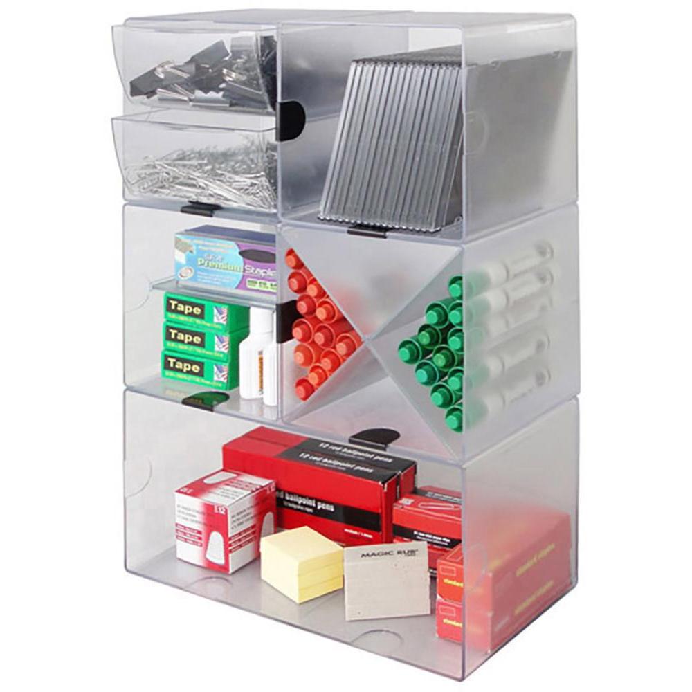 Sistem de organizare cu 2 sertare, transparent, (l x Î x A) 152 x 182 x 152 mm, Deflecto Cube