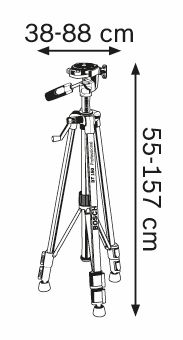 Trepied pentru nivelă laser, filet 1/4”, 55 - 157 cm, Bosch BT 150