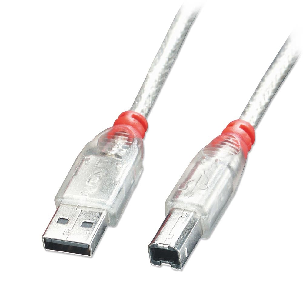 Cablu USB 2.0 mufă tată USB-A, mufă tată USB-B 2.00 m transparent LINDY 41753