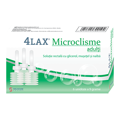 Sistemul digestiv - Microclisme adulti 4Lax, 6 unidoze x 9 g, Solacium Pharma, nordpharm.ro