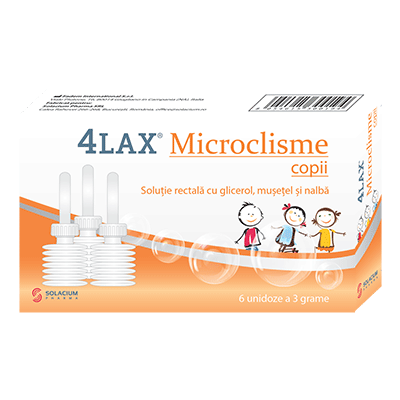 Suplimente pentru copii - Microclisme copii 4Lax, 6 unidoze x 3 g, Solacium Pharma, nordpharm.ro