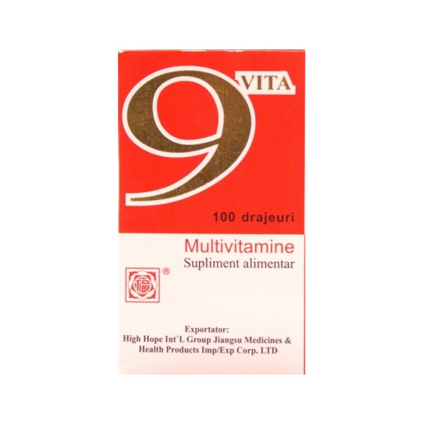 Minerale, vitamine  - 9-VITA 100 DRAJEURI, nordpharm.ro