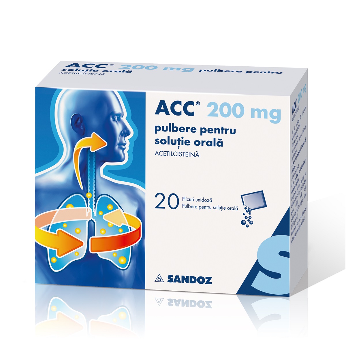 Raceala si gripa - Acc, 200 mg pulbere pentru soluţie orală, 20 plicuri, Sandoz, nordpharm.ro