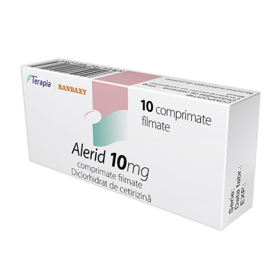 Antialergice - Alerid, 10 mg, 10 comprimate filmate, Terapia, nordpharm.ro