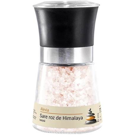 Alimente - Râșniță sare iodată roz de Himalaya cristale, 200g, Alevia, nordpharm.ro