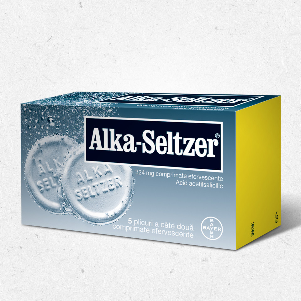 Analgezice, antiinflamatoare, antipiretice - Alka-Seltzer, 324 mg, 10 comprimate efervescente, Bayer, nordpharm.ro