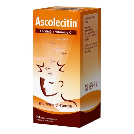 Memorie si concentrare - Ascolecitin, 20 comprimate, Biofarm
, nordpharm.ro