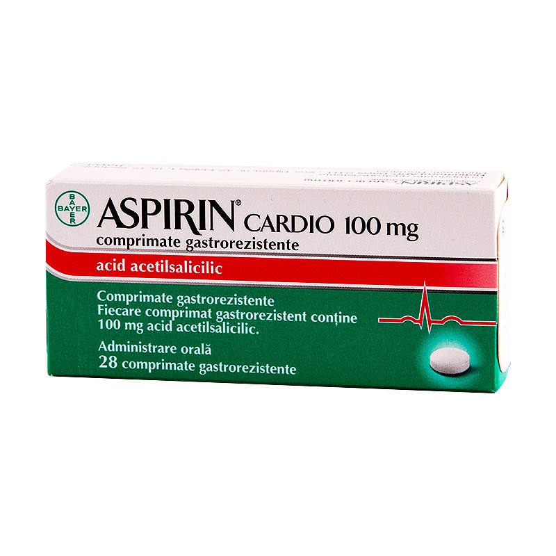 Afectiuni cardiace  - Aspirin Cardio, 100 mg, 28 comprimate gastrorezistente, Bayer, nordpharm.ro