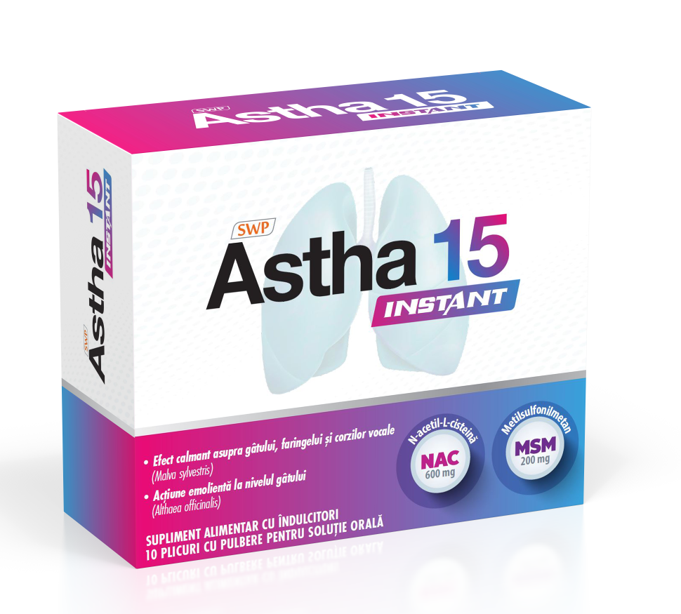 Sistemul respirator - Astha 15 Instant, 10 plicuri, Sun Wave Pharma, nordpharm.ro