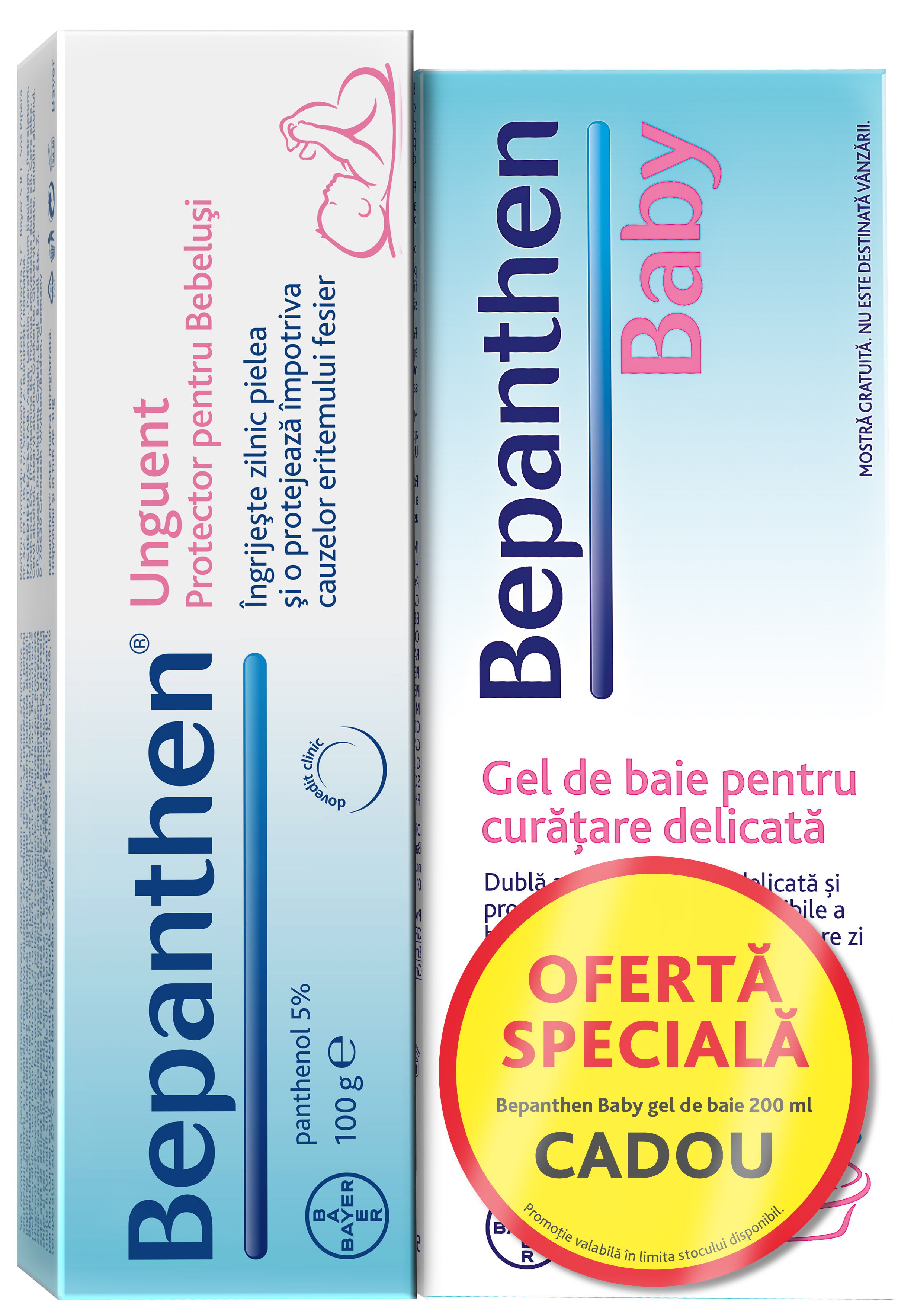 Eritem fesier - Pachet Unguent Bepanthen 100g + Gel dus Bayer Bepanthen Baby, 200ml, Bayer, nordpharm.ro