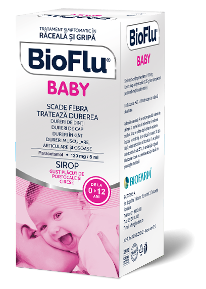 Copii - Bioflu Baby sirop pentru copii 120 mg, 5 ml, Biofarm, nordpharm.ro