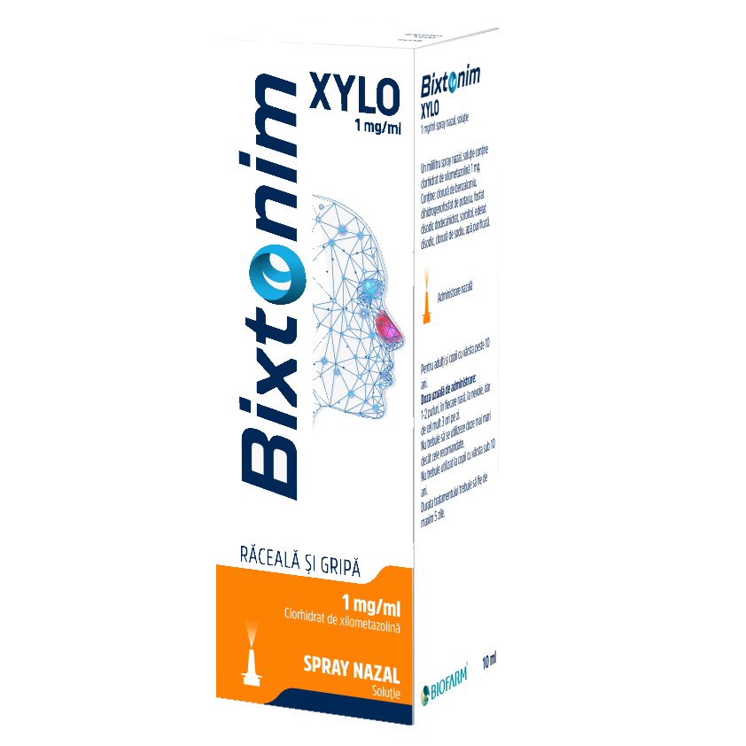Raceala si gripa - Bixtonim Xylo spray nazal adulti, 1 mg/ml, 10 ml, Biofarm, nordpharm.ro