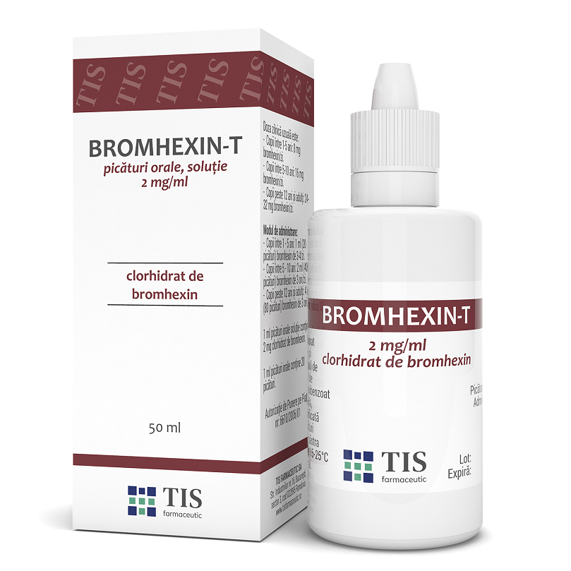 Sistemul respirator - Bromhexin-T, 2 mg/ml picaturi orale solutie, 50 ml, Tis Farmaceutic , nordpharm.ro