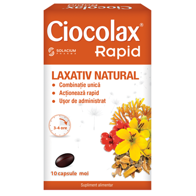 Sistemul digestiv - Ciocolax Rapid, 10 capsule, Solacium Pharma, nordpharm.ro